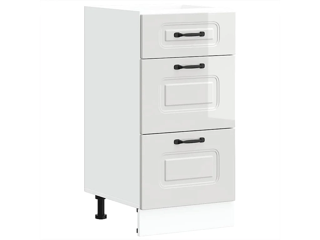 Meuble bas de cuisine « Kalmar » Bois d'ingénierie blanc brillant