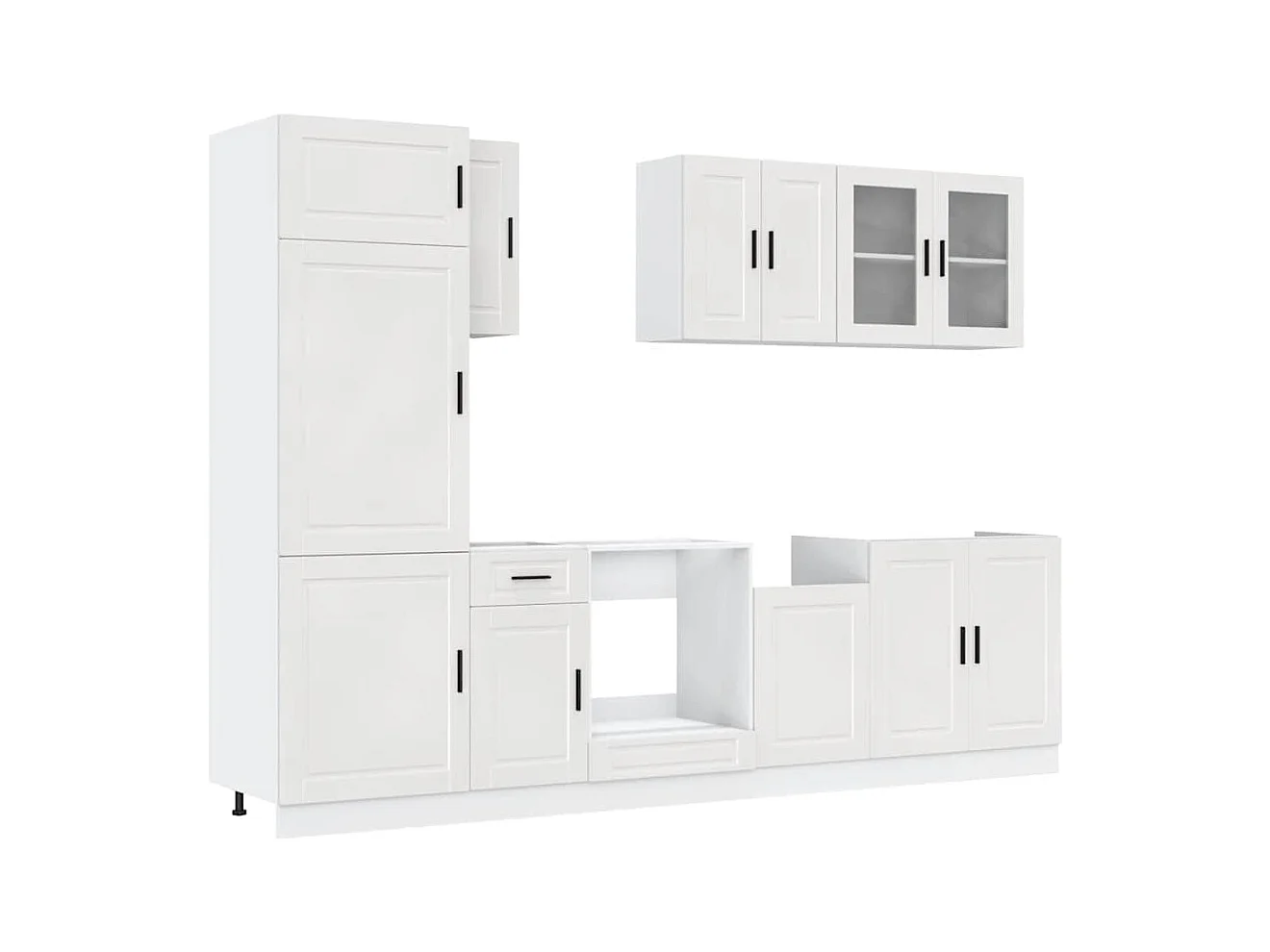 8 peças armário de cozinha conjunto Kalmar branco brilhante