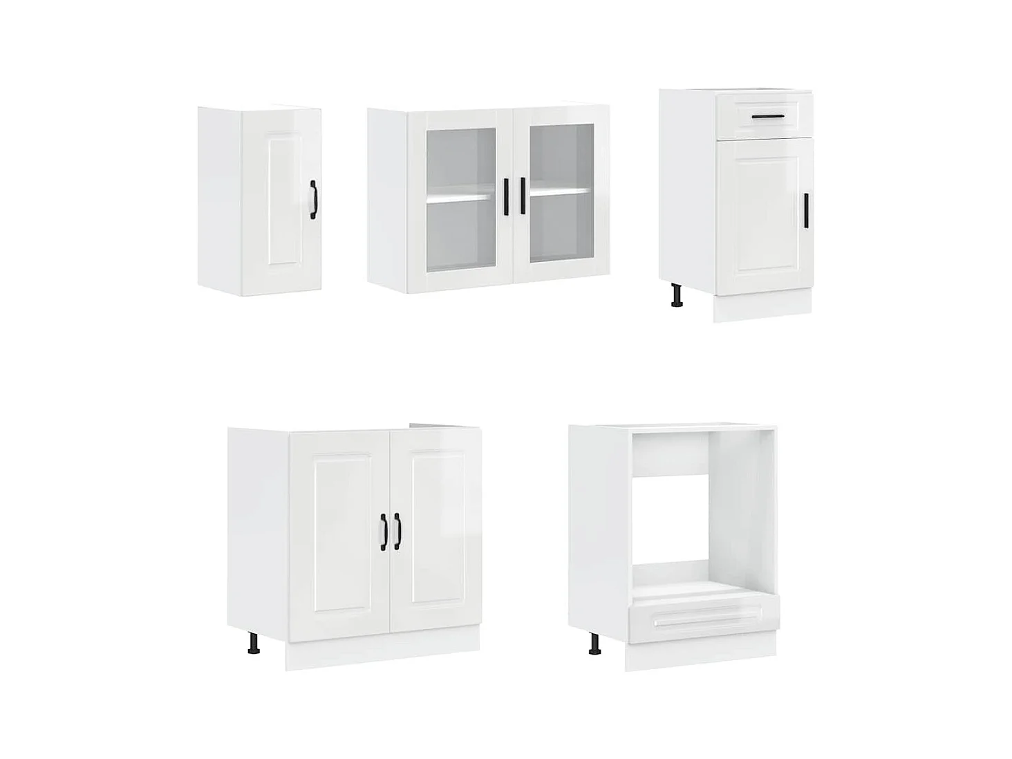 8 peças armário de cozinha conjunto Kalmar branco brilhante