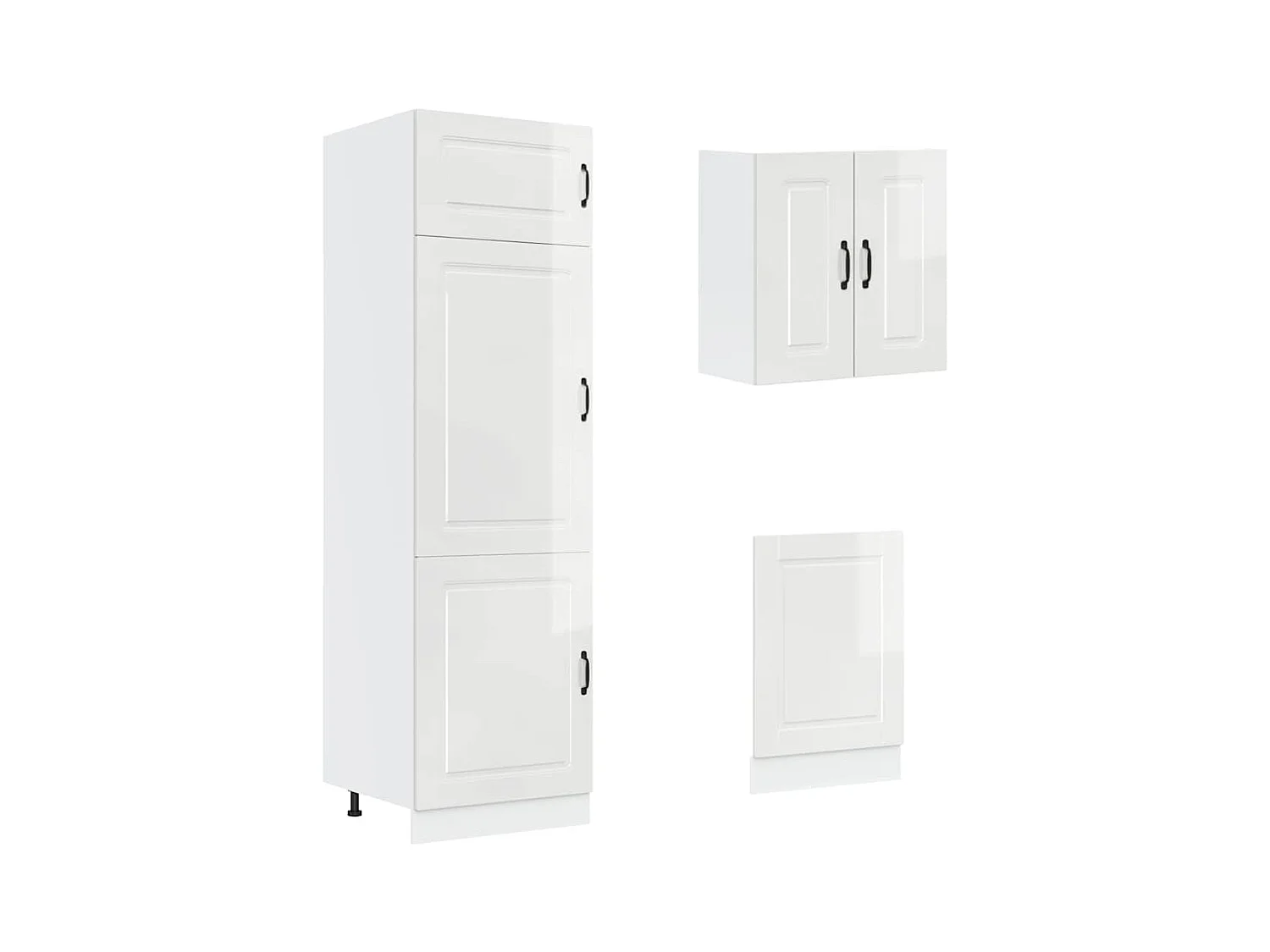 8 peças armário de cozinha conjunto Kalmar branco brilhante