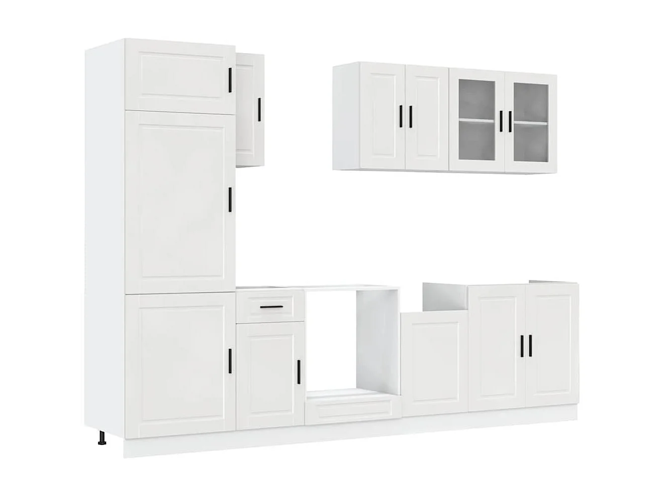 8-tlg. Küchenschrank-Set Porto Hochglanz-Weiß Holzwerkstoff