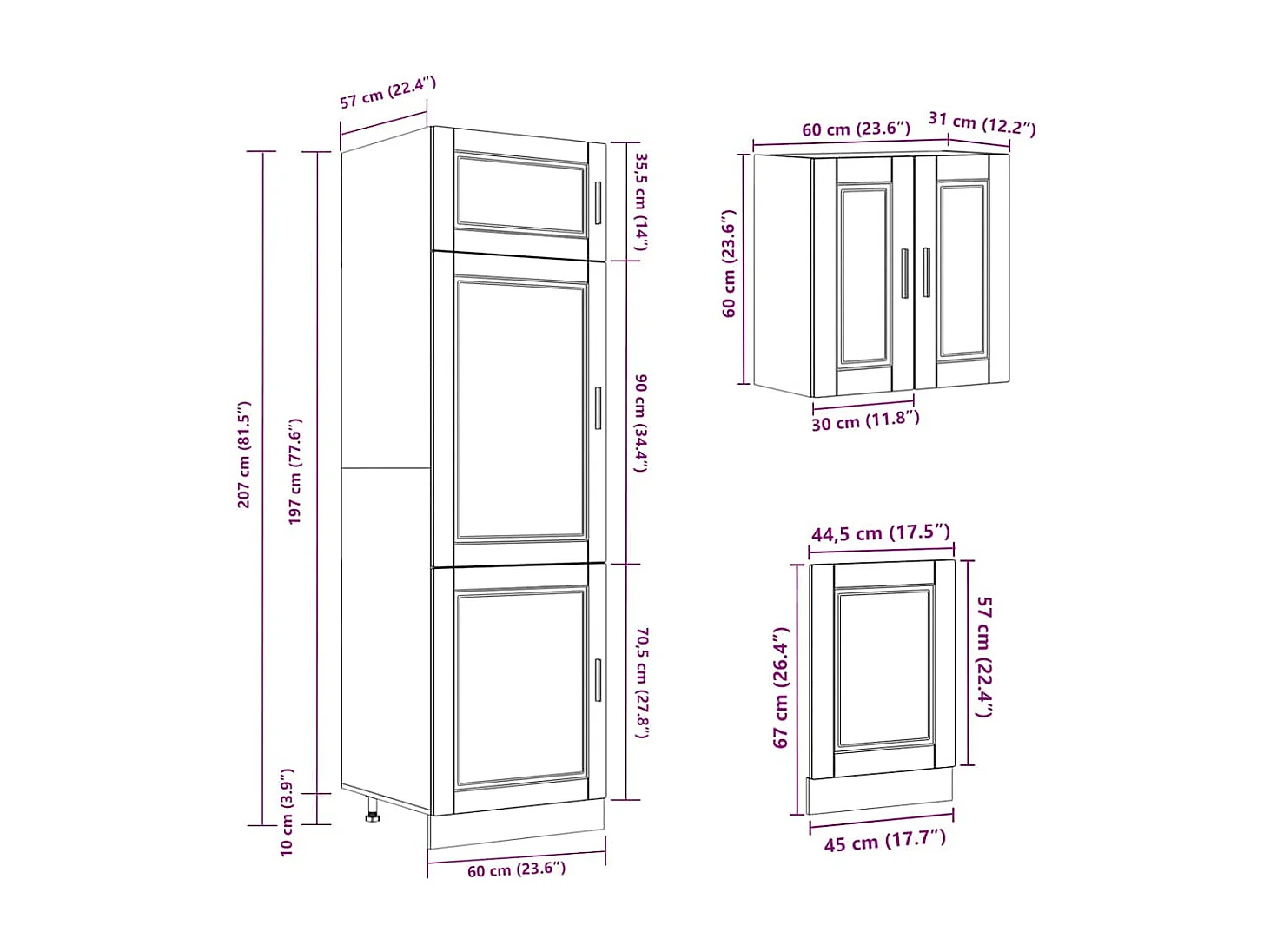 8-tlg. Küchenschrank-Set Porto Hochglanz-Weiß Holzwerkstoff