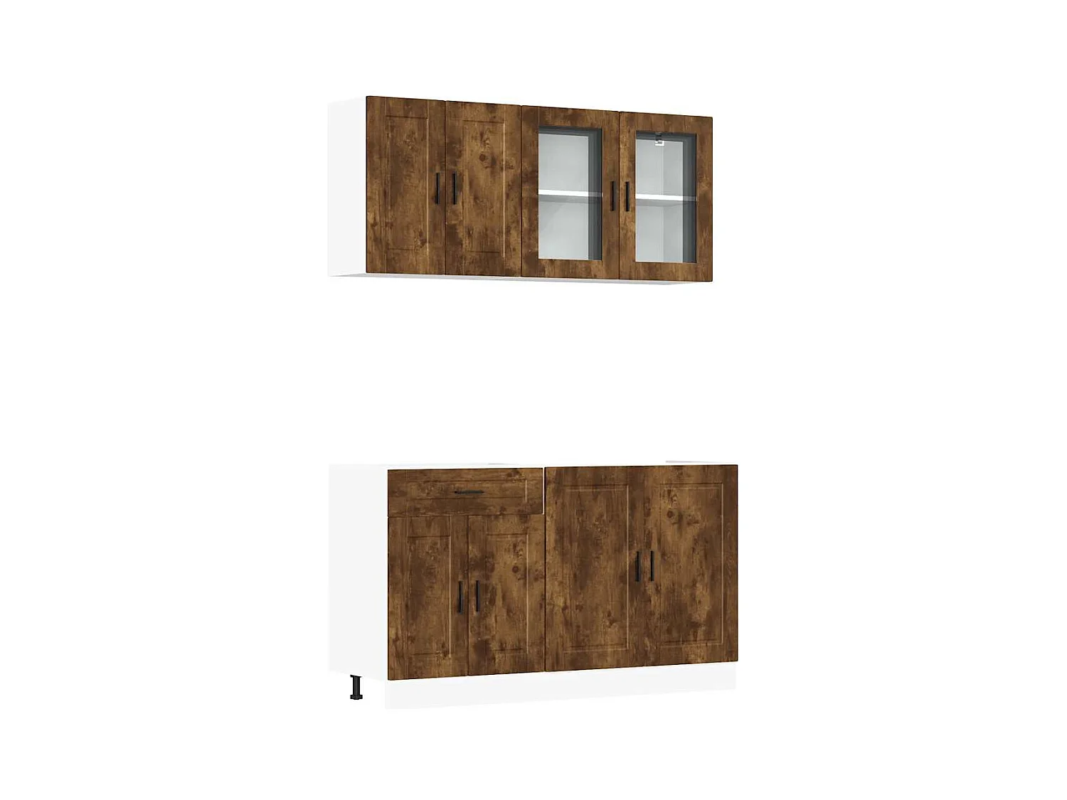 4-delige Keukenkastenset Porto bewerkt hout gerookt eiken