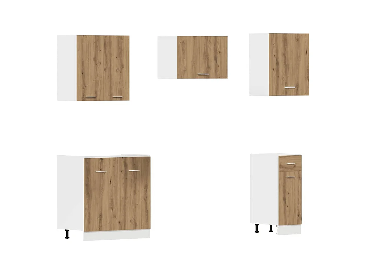 Ensemble de 11 meubles de cuisine "Lyon" en chêne artisanal