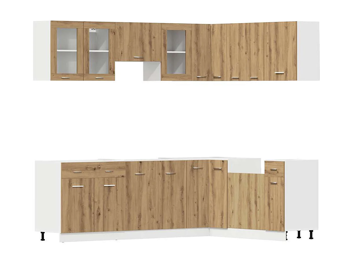 11 pcs armário cozinha conj. deriv. madeira Lyon carvalho artisiano