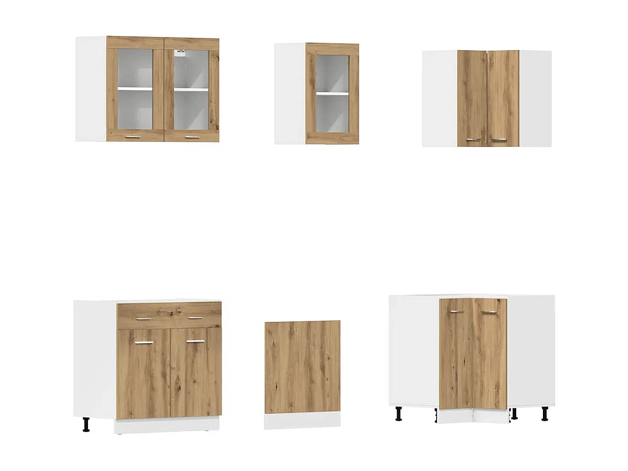 11 pcs armário cozinha conj. deriv. madeira Lyon carvalho artisiano