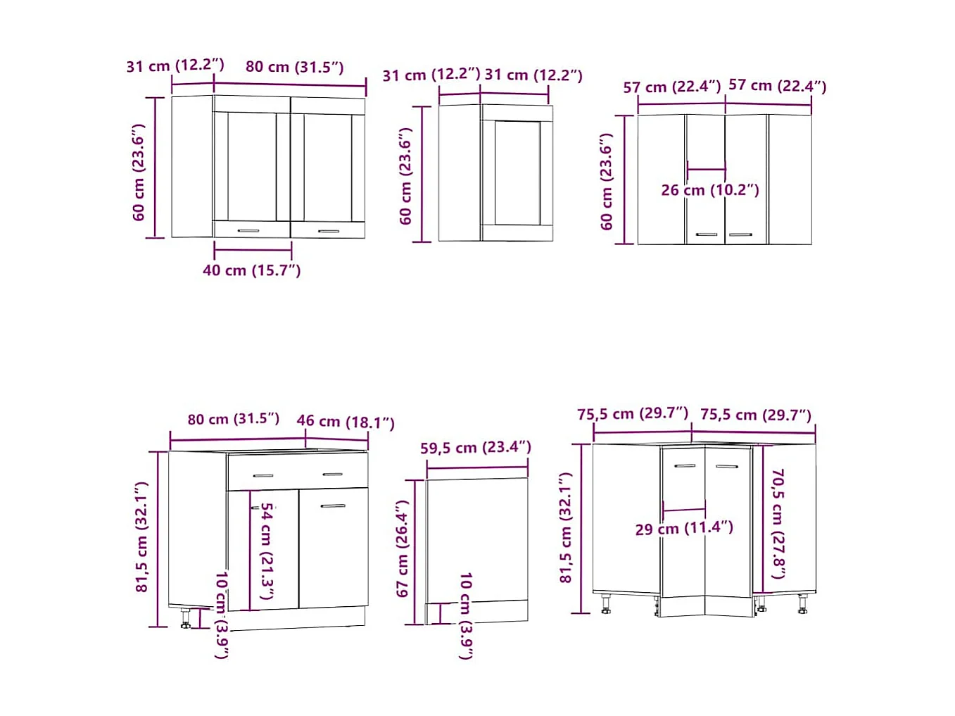 11 pcs armário cozinha conj. deriv. madeira Lyon carvalho artisiano