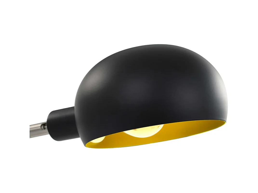 Candeeiro de Pé Alto Moderno 200 cm com 5 Abajures E14 em Preto e Dourado