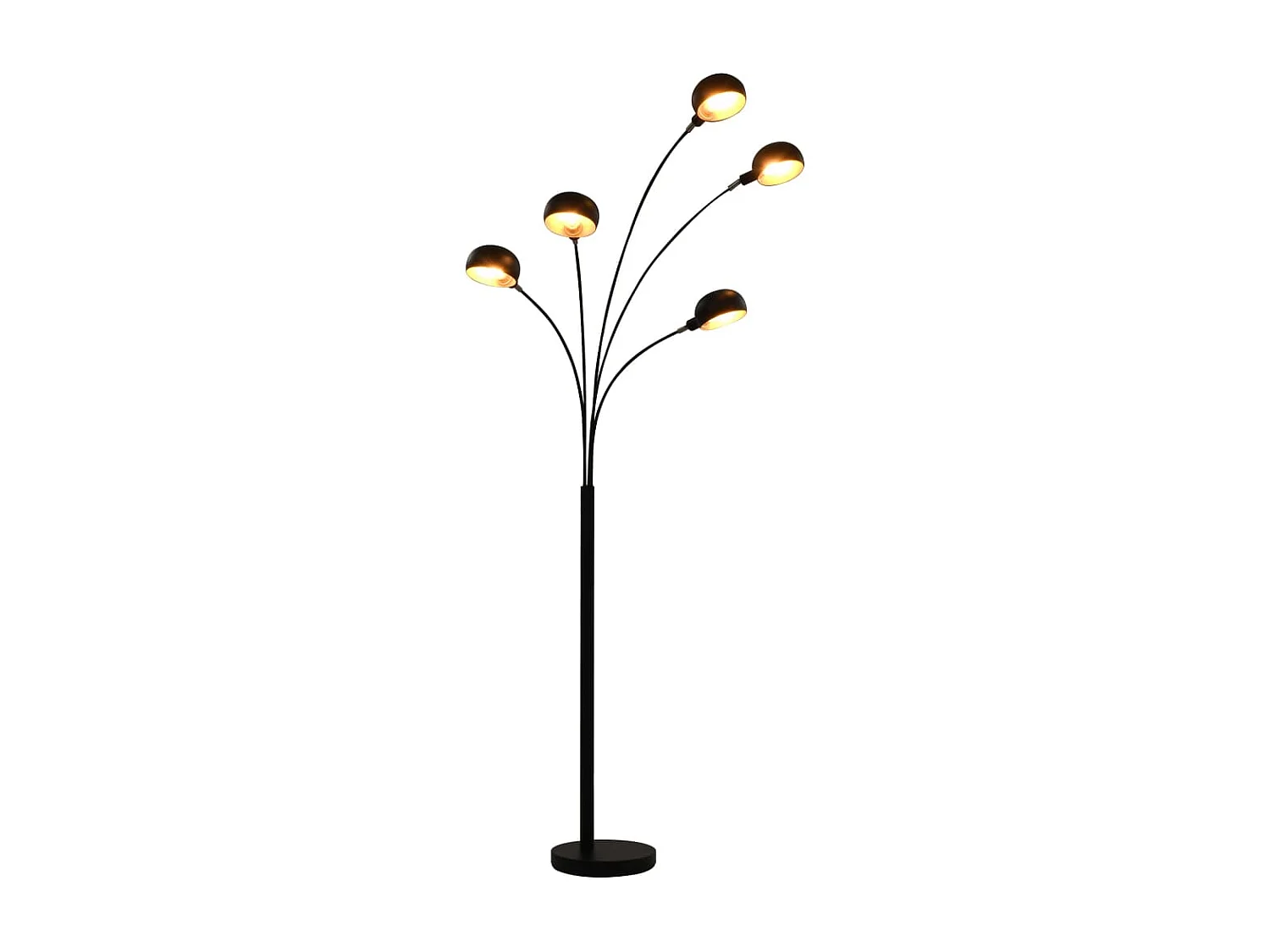 Lampadaire 200 cm 5 x E14 Noir et doré