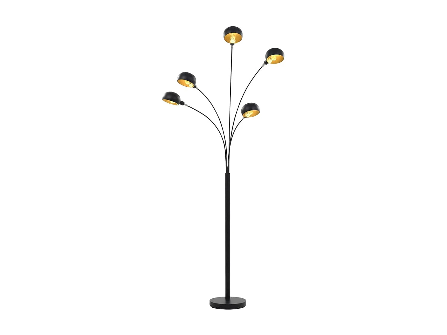 Lampadaire 200 cm 5 x E14 Noir et doré