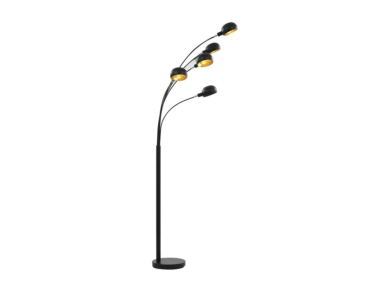 Lampadaire 200 cm 5 x E14 Noir et doré