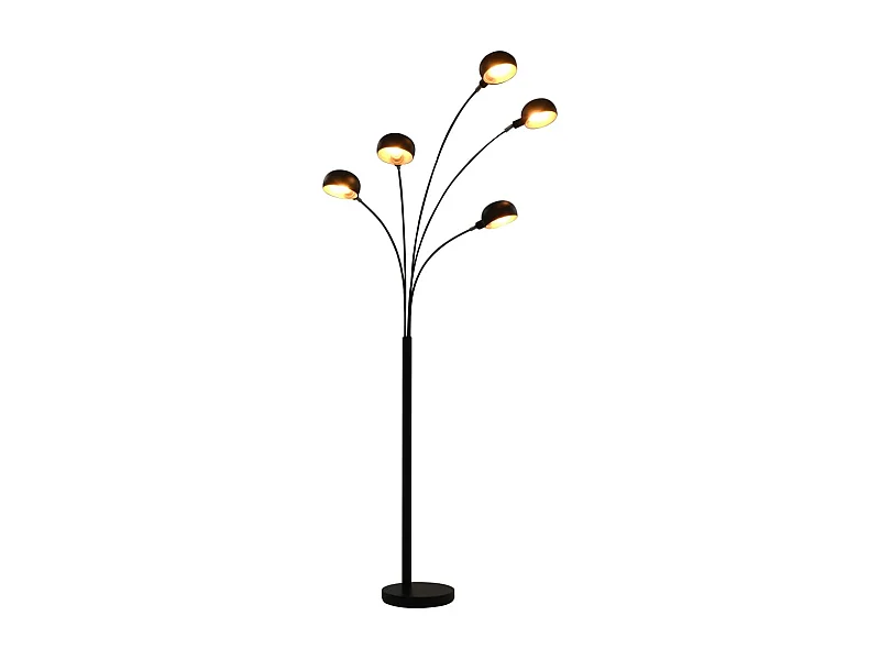 Lampadaire 200 cm 5 x E14 Noir et doré
