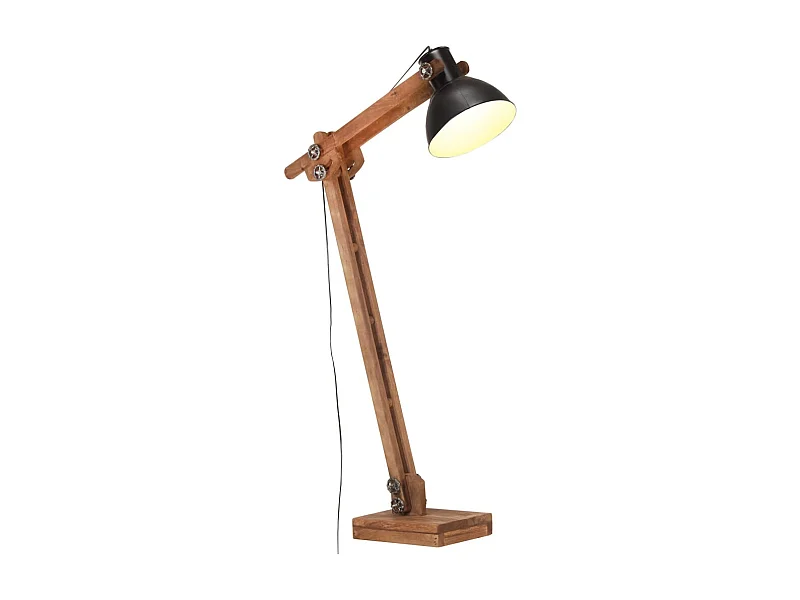 Lampadaire Noir Bois de manguier massif E27