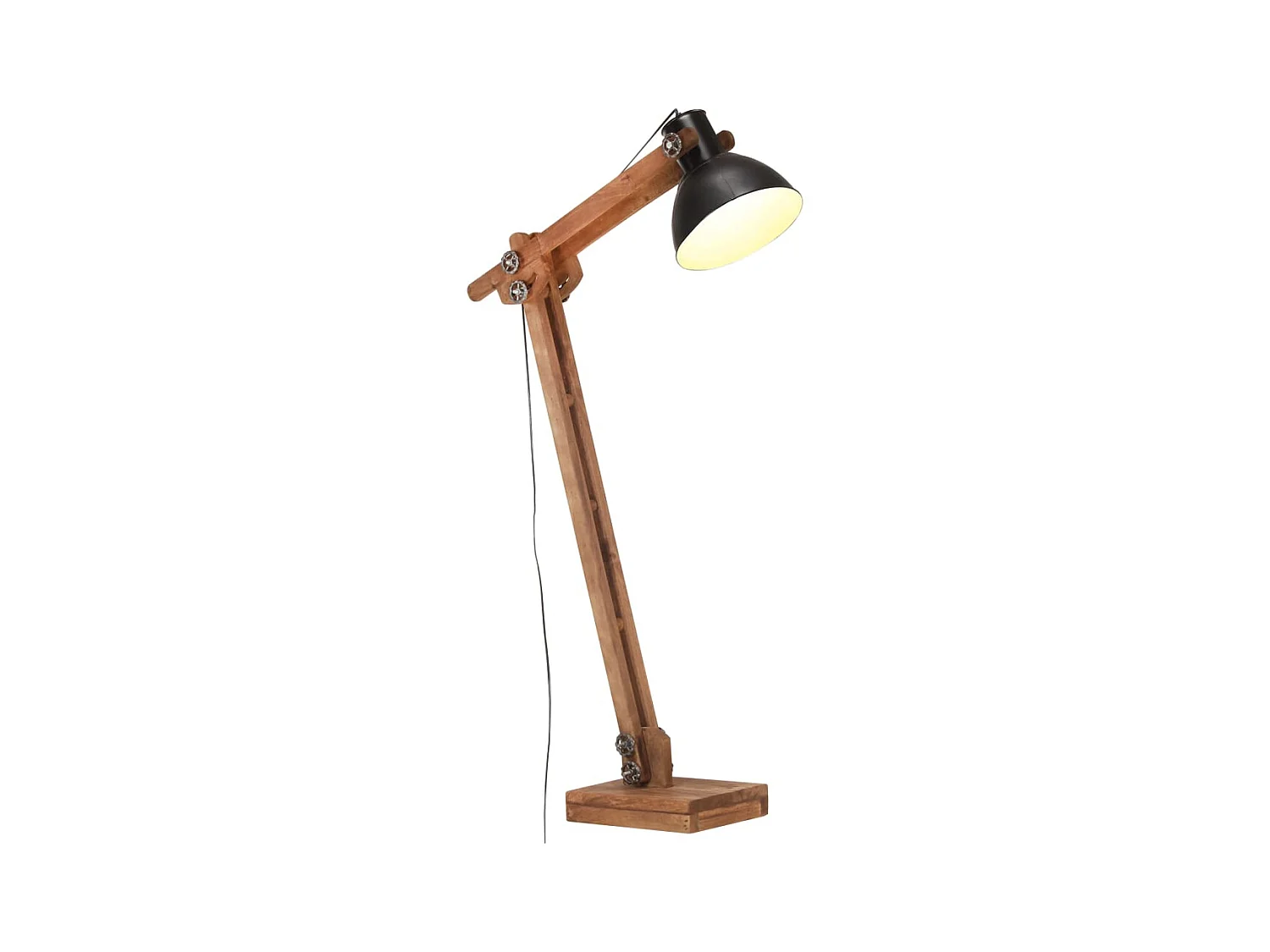 Lampadaire Noir Bois de manguier massif E27