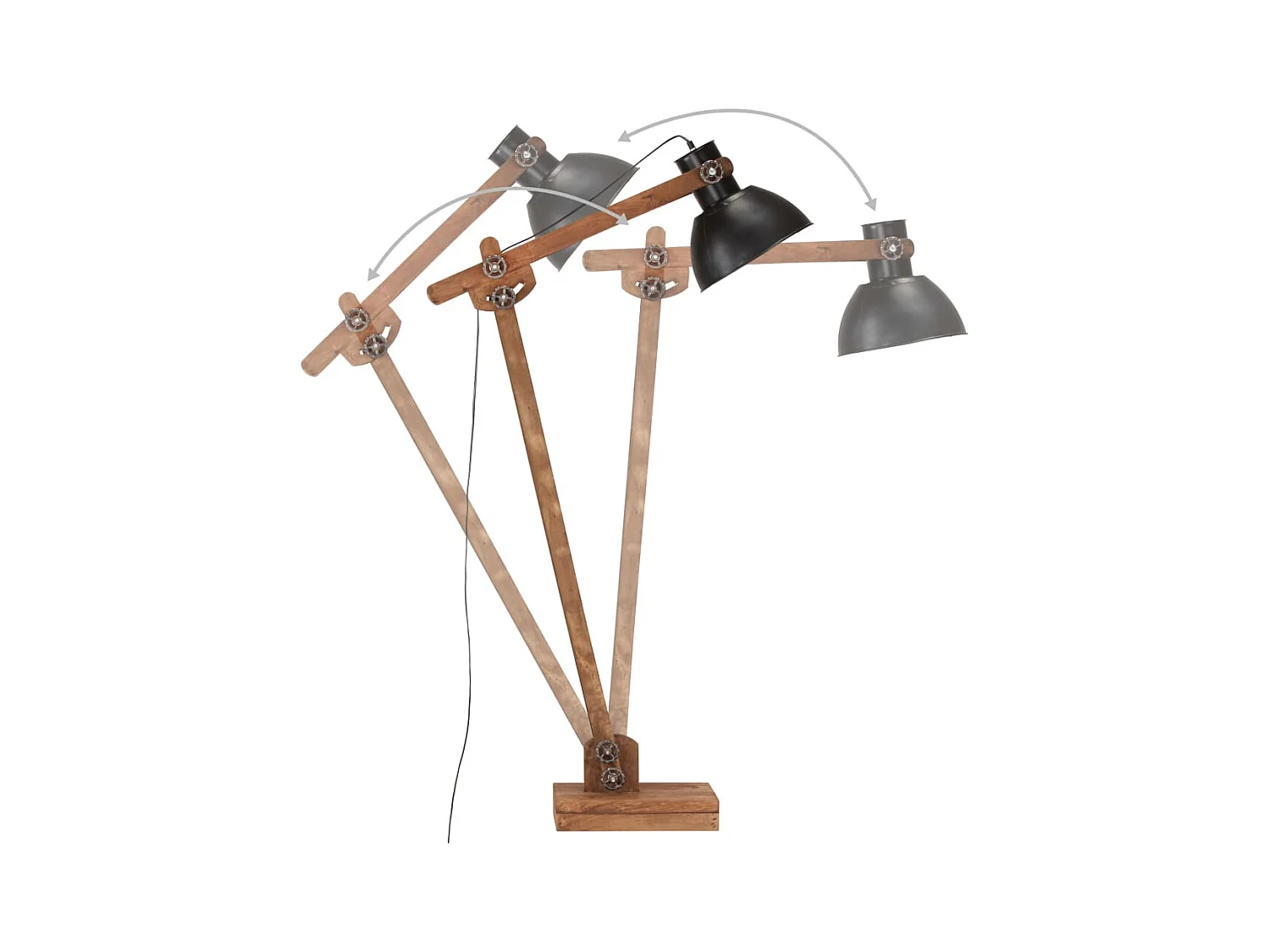 Lámpara de pie madera maciza de mango negro E27