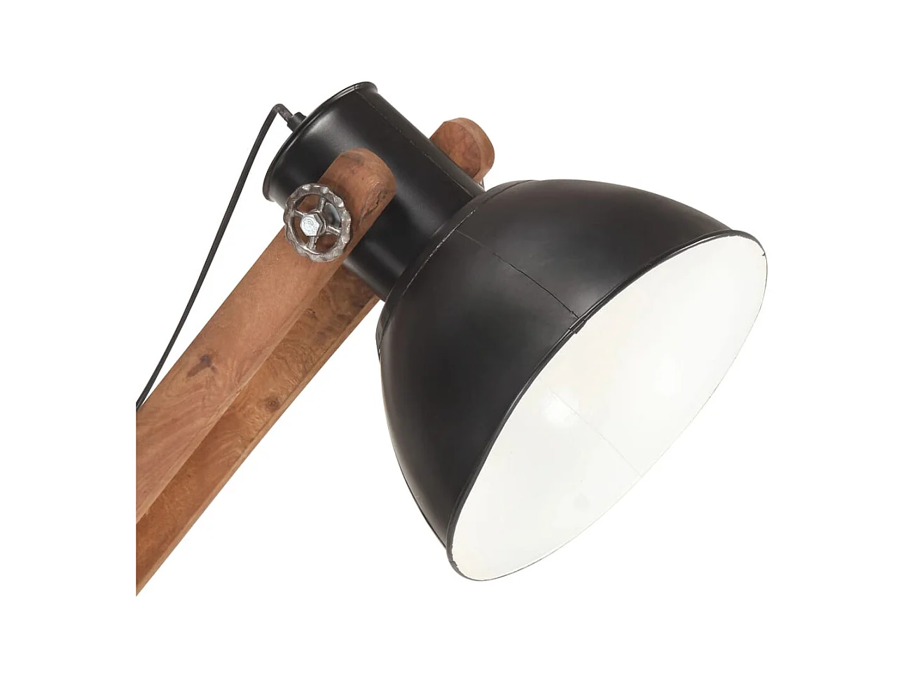 Lámpara de pie madera maciza de mango negro E27