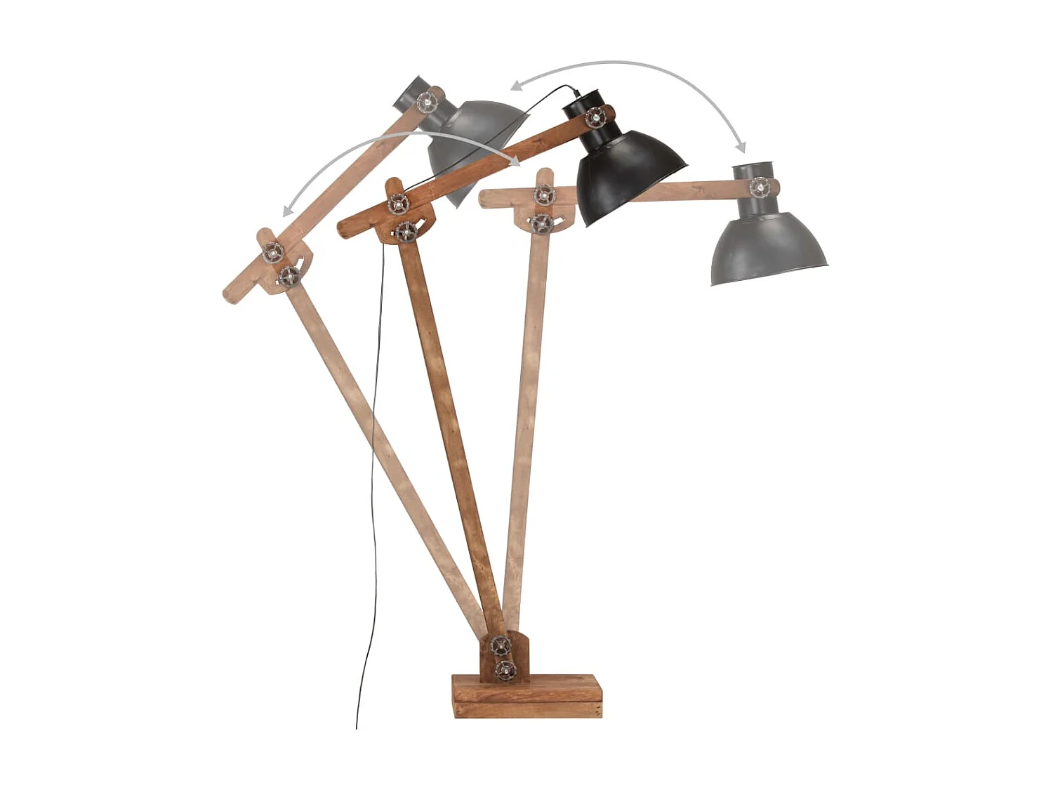 Lampadaire Noir Bois de manguier massif E27