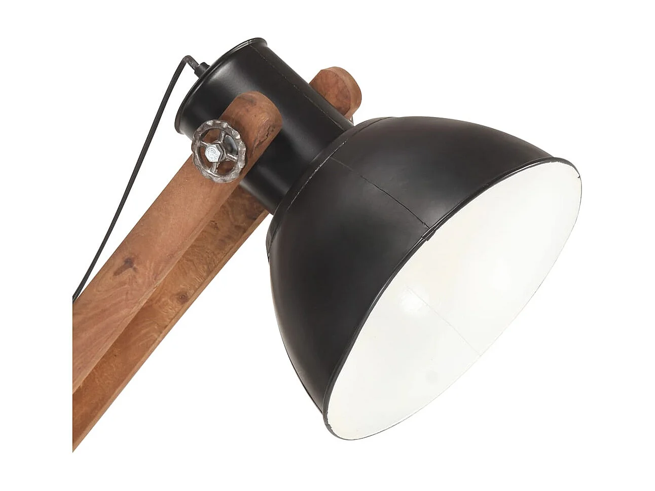 Lampadaire Noir Bois de manguier massif E27