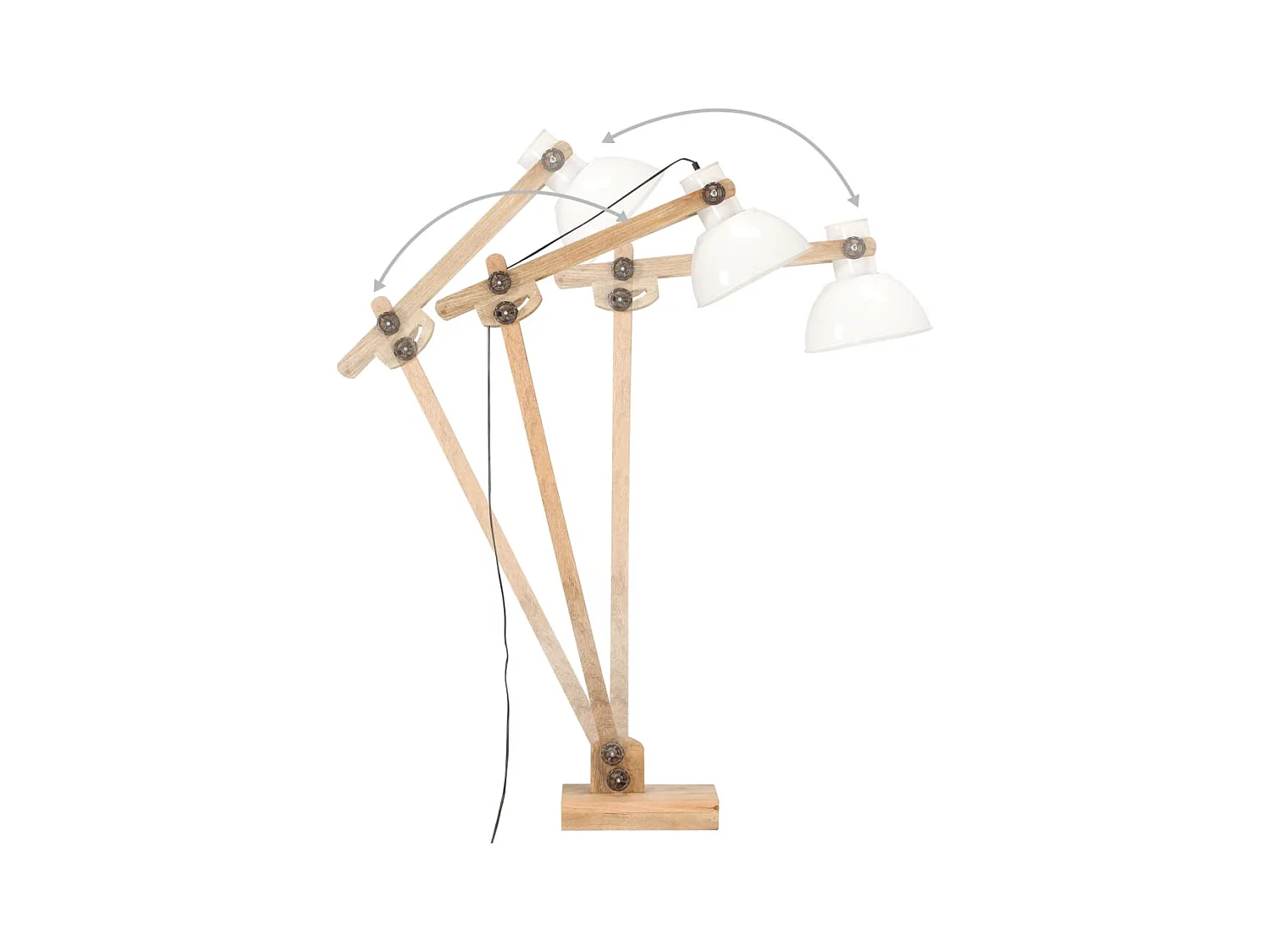 Candeeiro de Chão E27 em Madeira de Mangueira Branco - Estilo e Funcionalidade