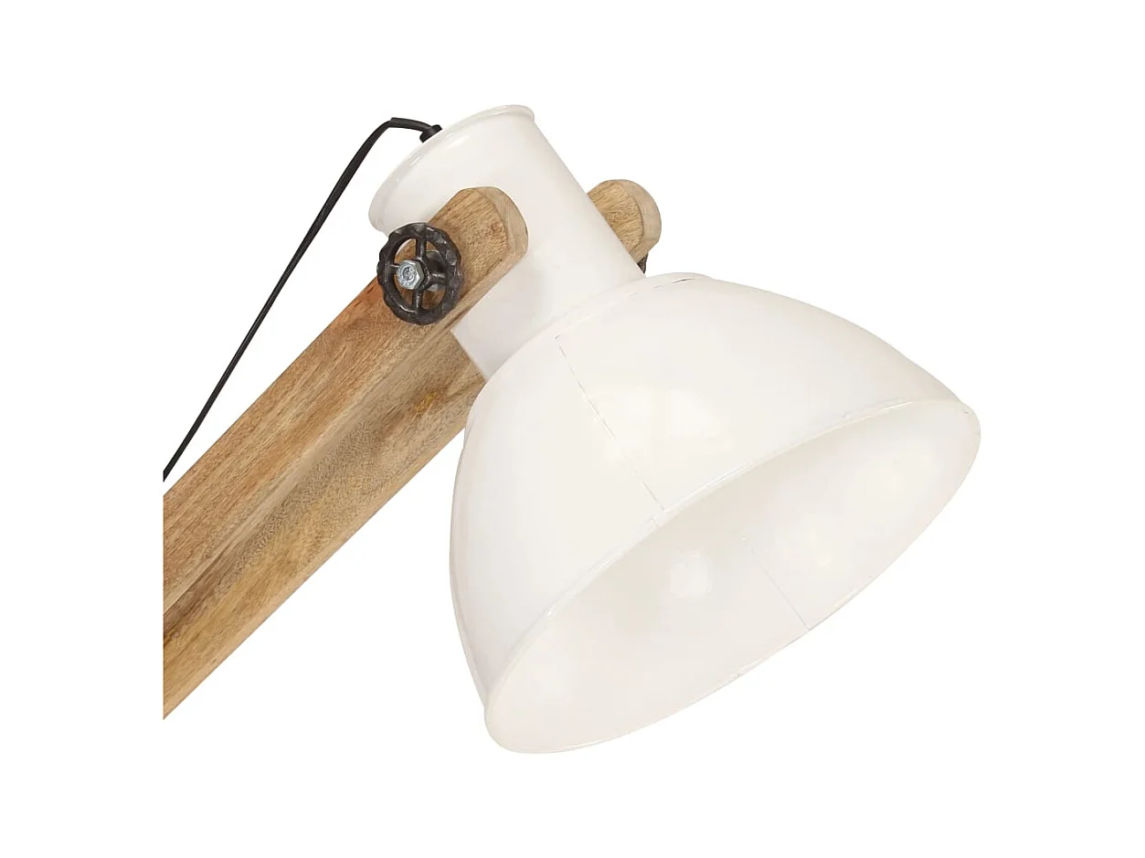 Candeeiro de Chão E27 em Madeira de Mangueira Branco - Estilo e Funcionalidade