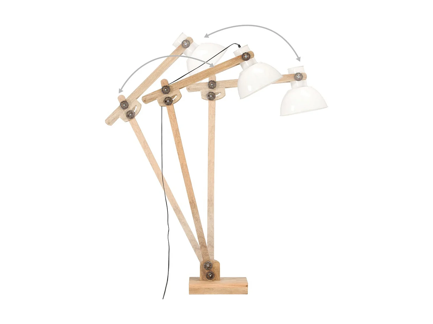 Lampadaire Blanc Bois de manguier massif E27