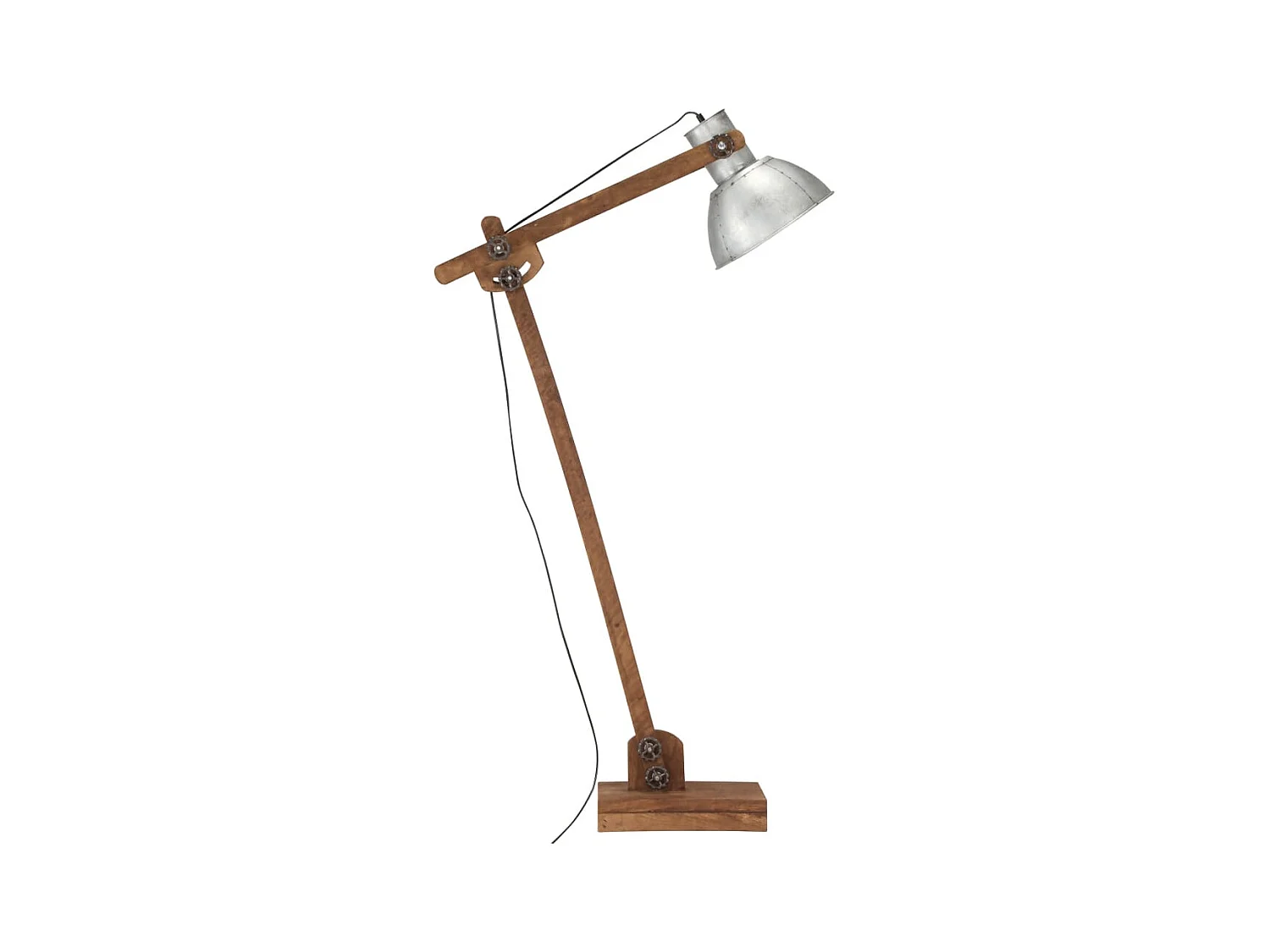 Lampadaire Argenté Bois de manguier massif E27