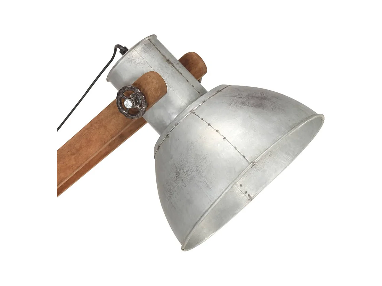 Lampadaire Argenté Bois de manguier massif E27