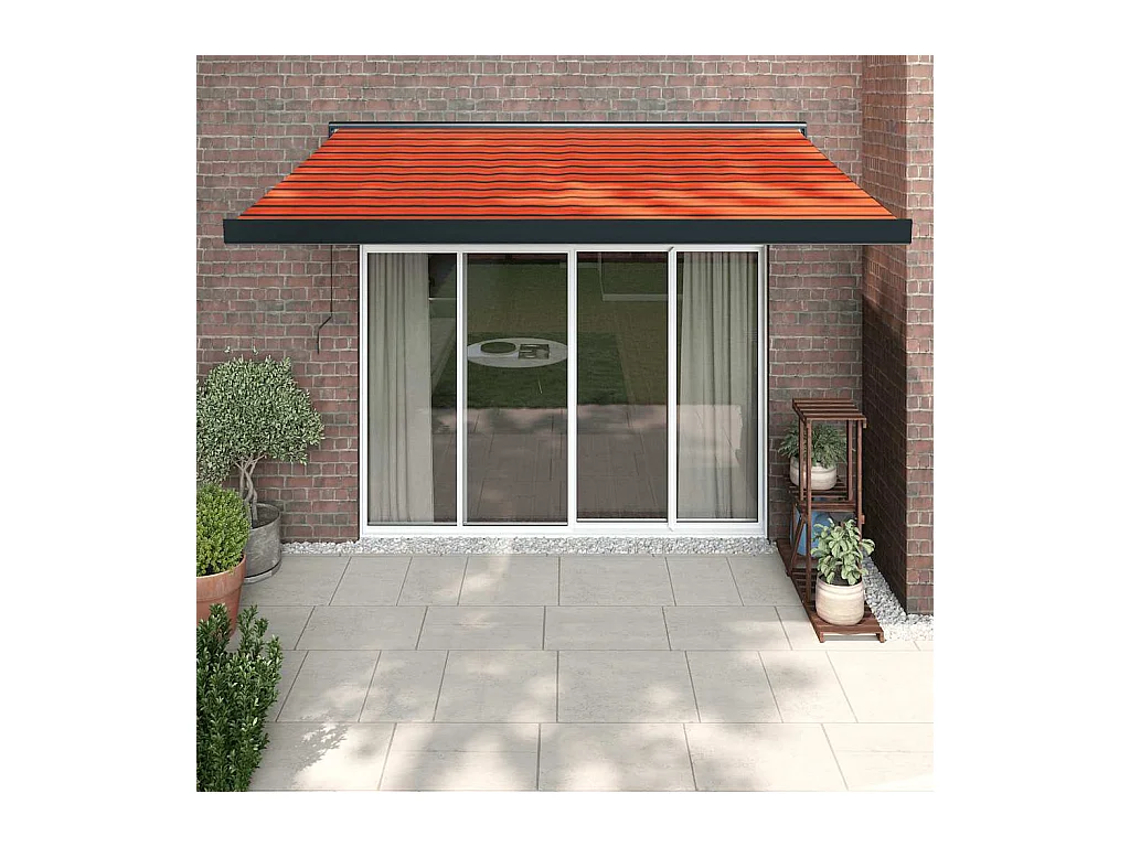 Toldo retráctil aluminio y tela naranja y marrón 3x25 m
