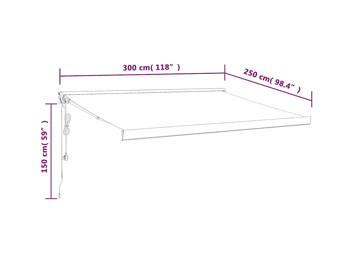 Toldo retráctil aluminio y tela naranja y marrón 3x25 m