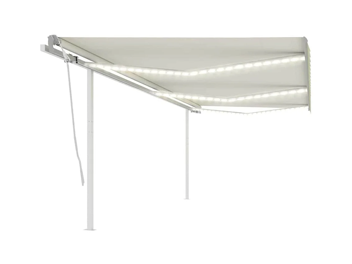 Markise Manuell Einziehbar mit LED 6x3 m Creme