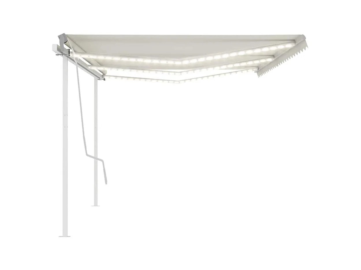 Markise Manuell Einziehbar mit LED 6x3 m Creme