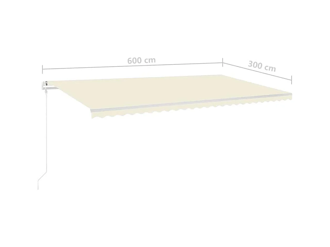 Markise Manuell Einziehbar mit LED 6x3 m Creme