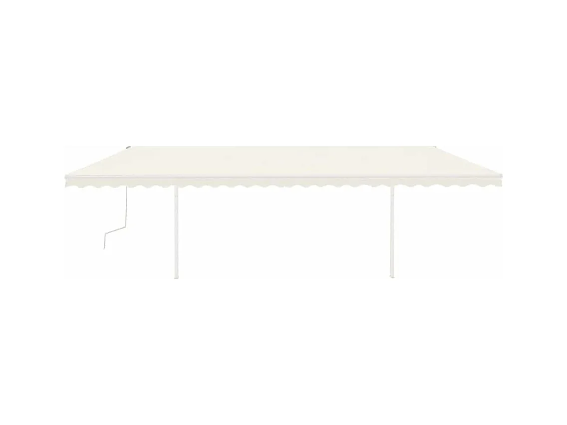 Toldo retráctil manual con luz LED color crema 6x3 m