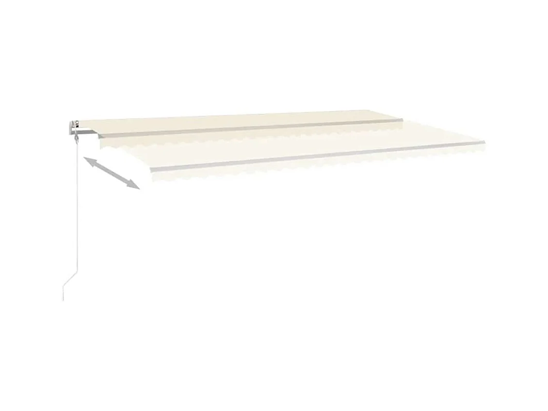 Toldo retráctil manual con luz LED color crema 6x3 m