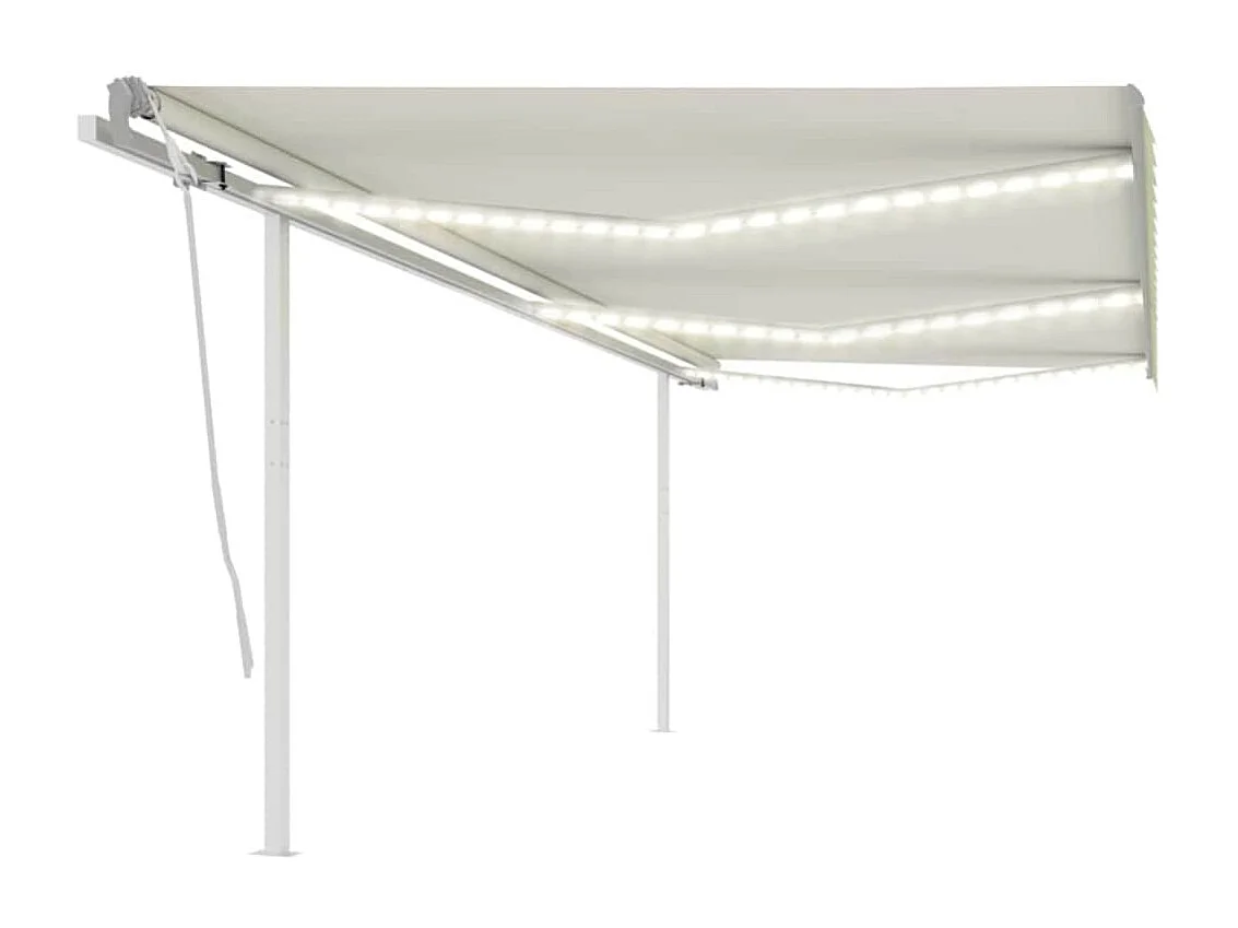 Markise Manuell Einziehbar mit LED 6x3 m Creme