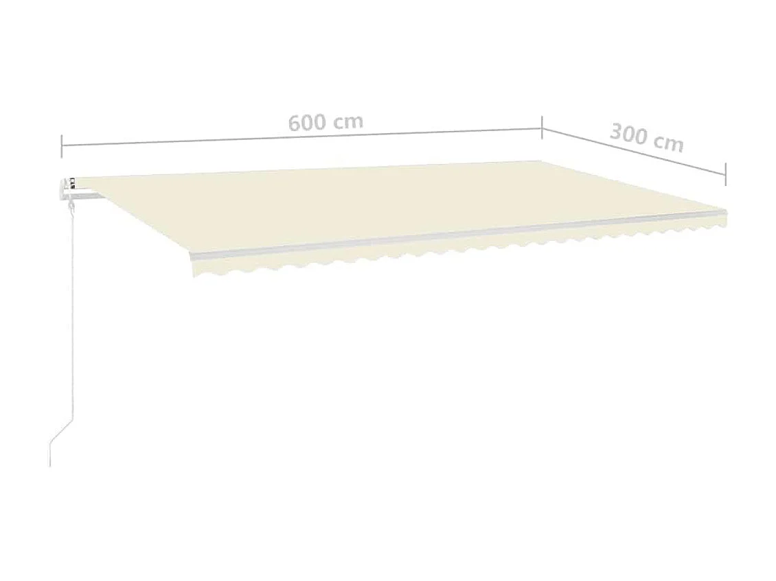 Markise Manuell Einziehbar mit LED 6x3 m Creme