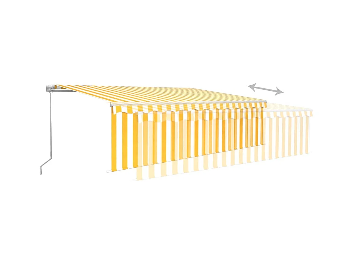 Toldo retráctil manual persiana y LED amarillo y blanco 5x3 m