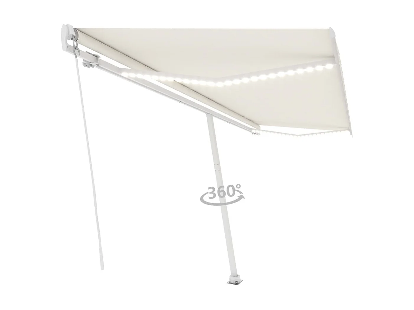 Markise Manuell Einziehbar mit LED 500x300 cm Creme