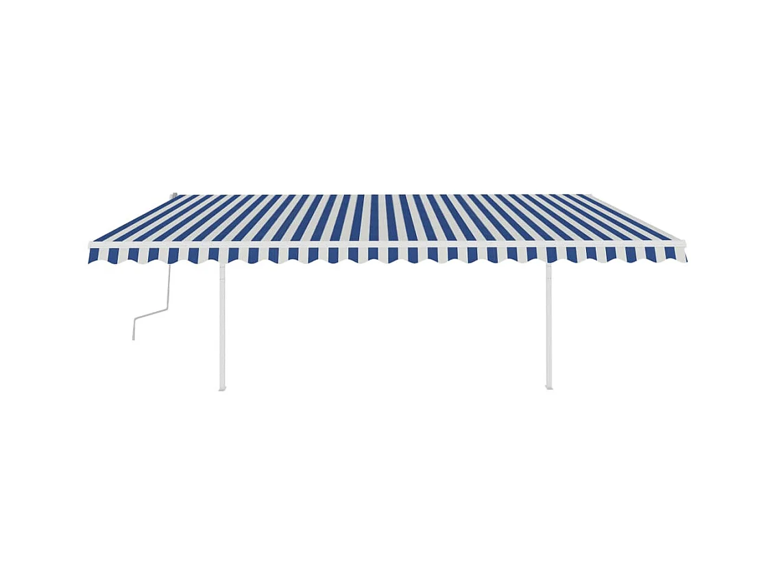 Toldo retráctil manual con luz LED azul y blanco 5x3 m