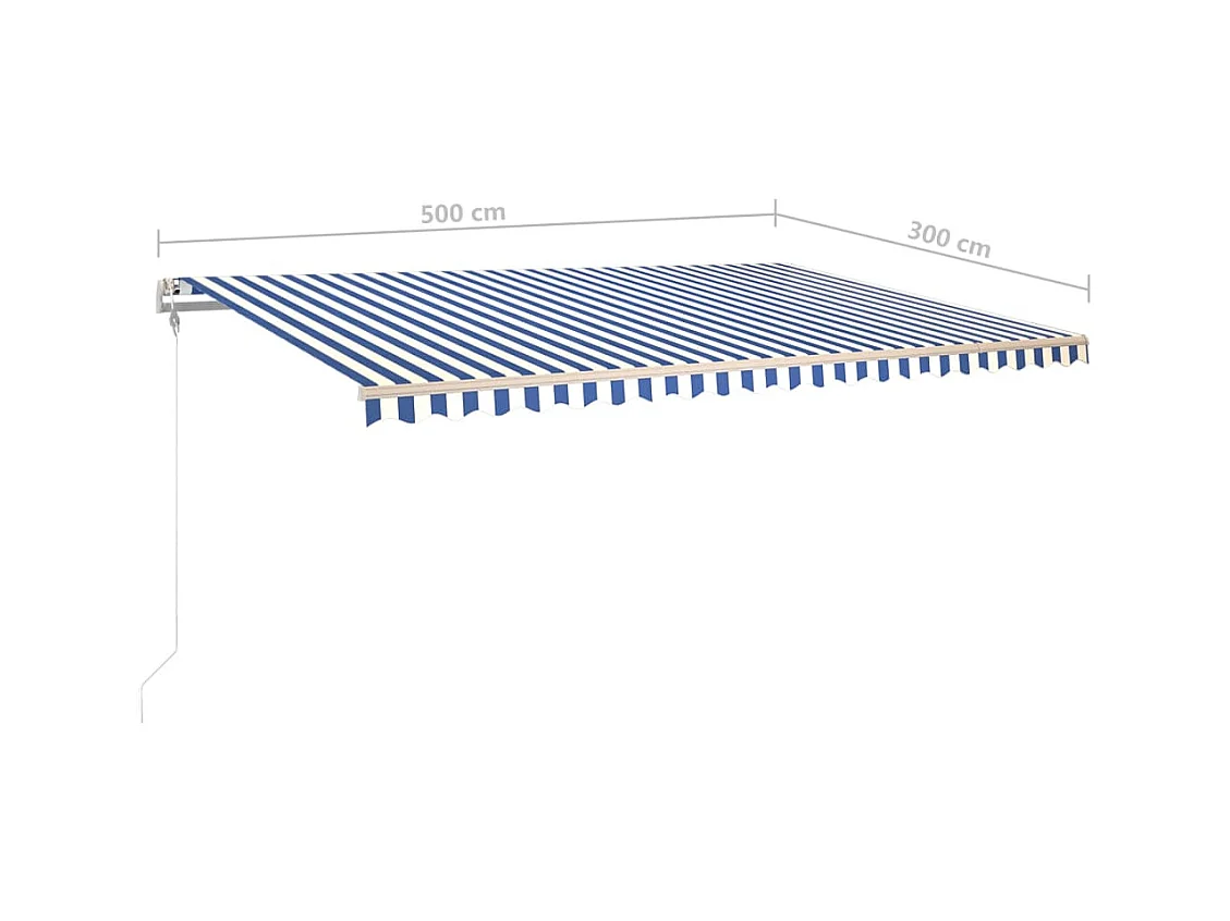 Toldo retráctil manual con luz LED azul y blanco 5x3 m