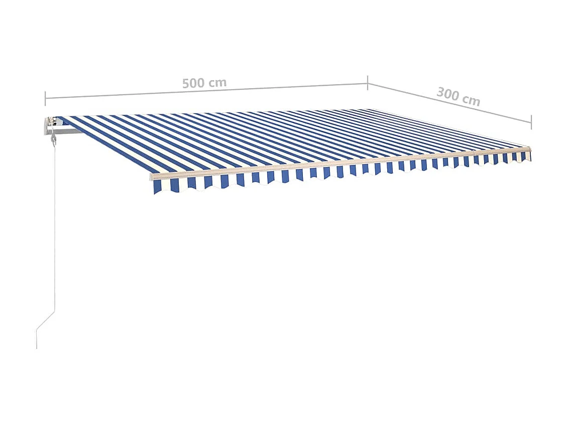Markise Manuell Einziehbar mit LED 5x3 m Blau und Weiß