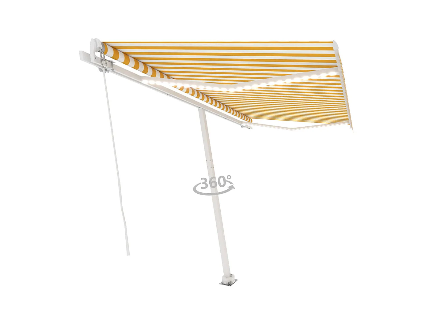 Auvent manuel rétractable avec LED 450x300 cm Jaune et blanc