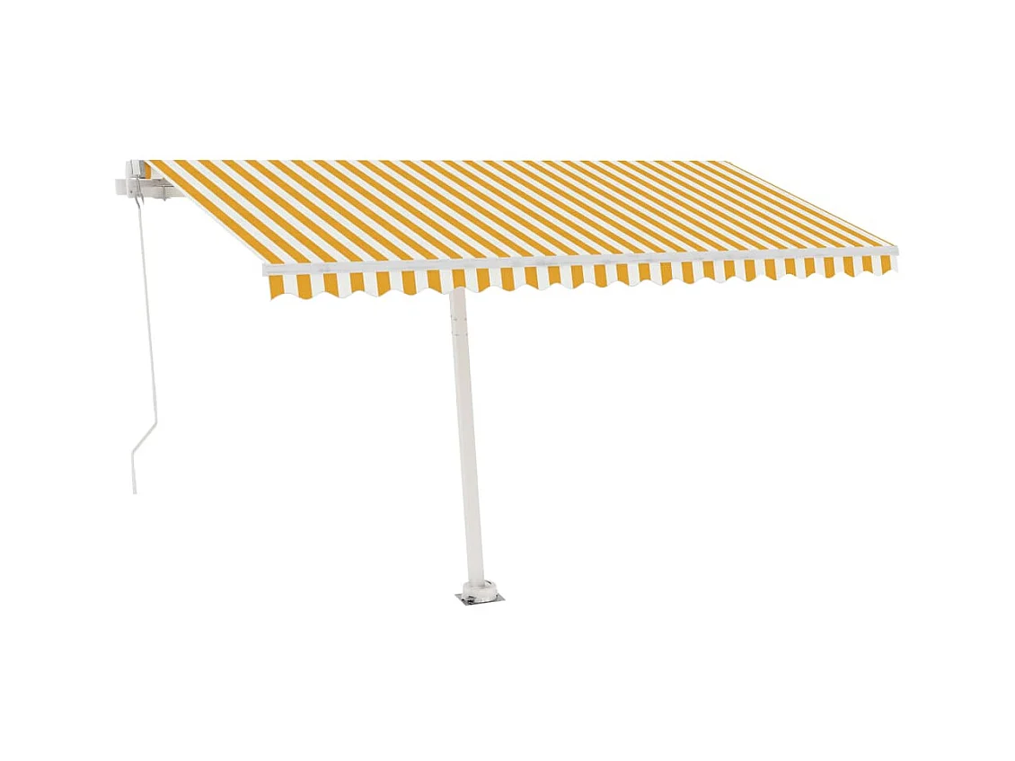 Auvent manuel rétractable avec LED 450x300 cm Jaune et blanc