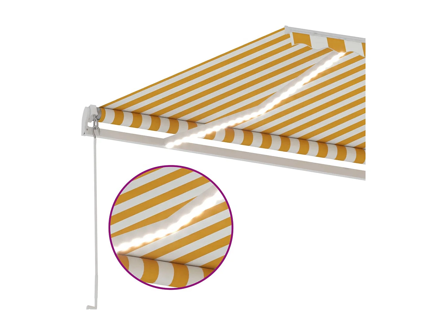 Markise Manuell Einziehbar mit LED 450x300 cm Gelb Weiß