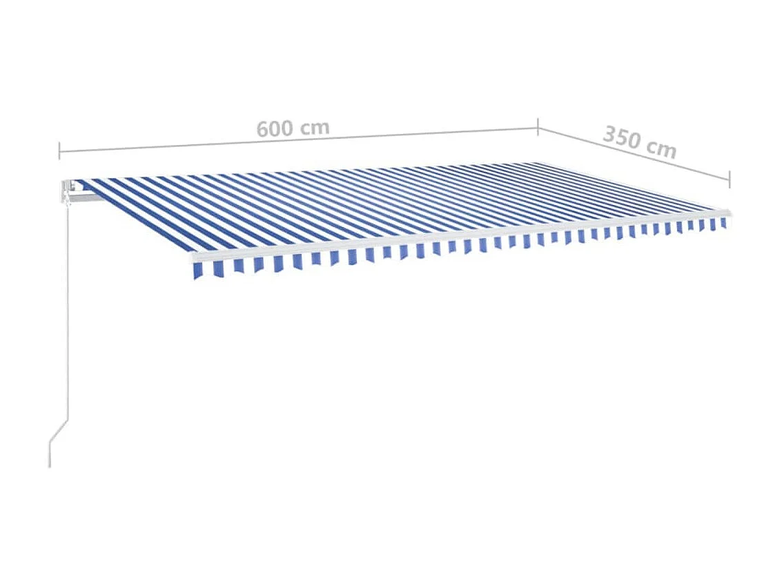 Markise Manuell Einziehbar mit LED 600x350 cm Blau und Weiß