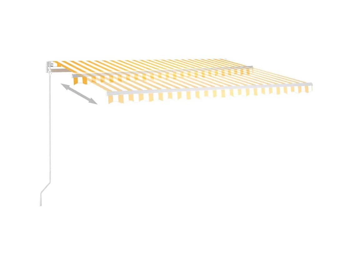 Toldo retráctil manual con LED amarillo y blanco 450x300 cm