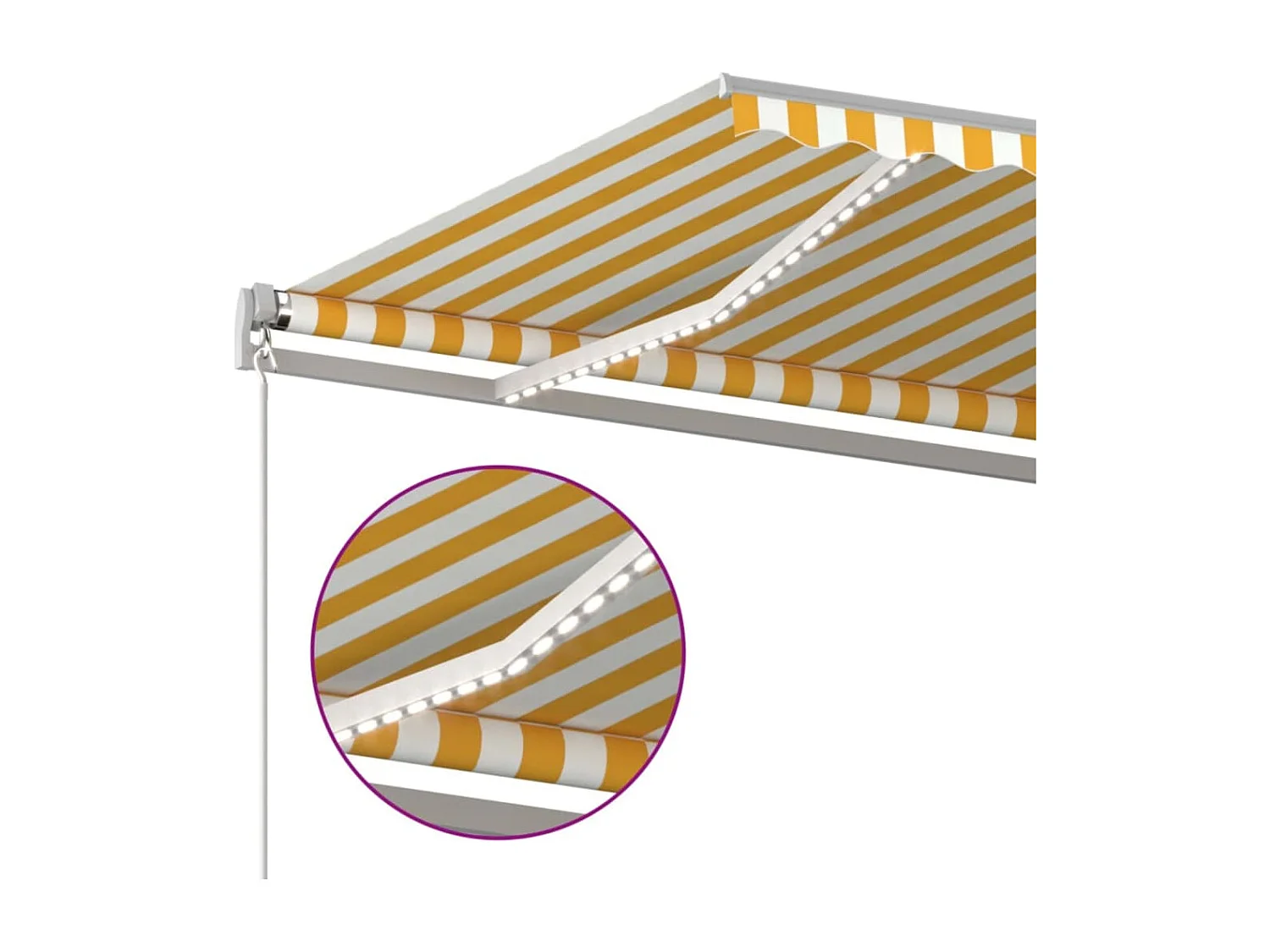 Markise Manuell Einziehbar mit LED 450x300 cm Gelb und Weiß