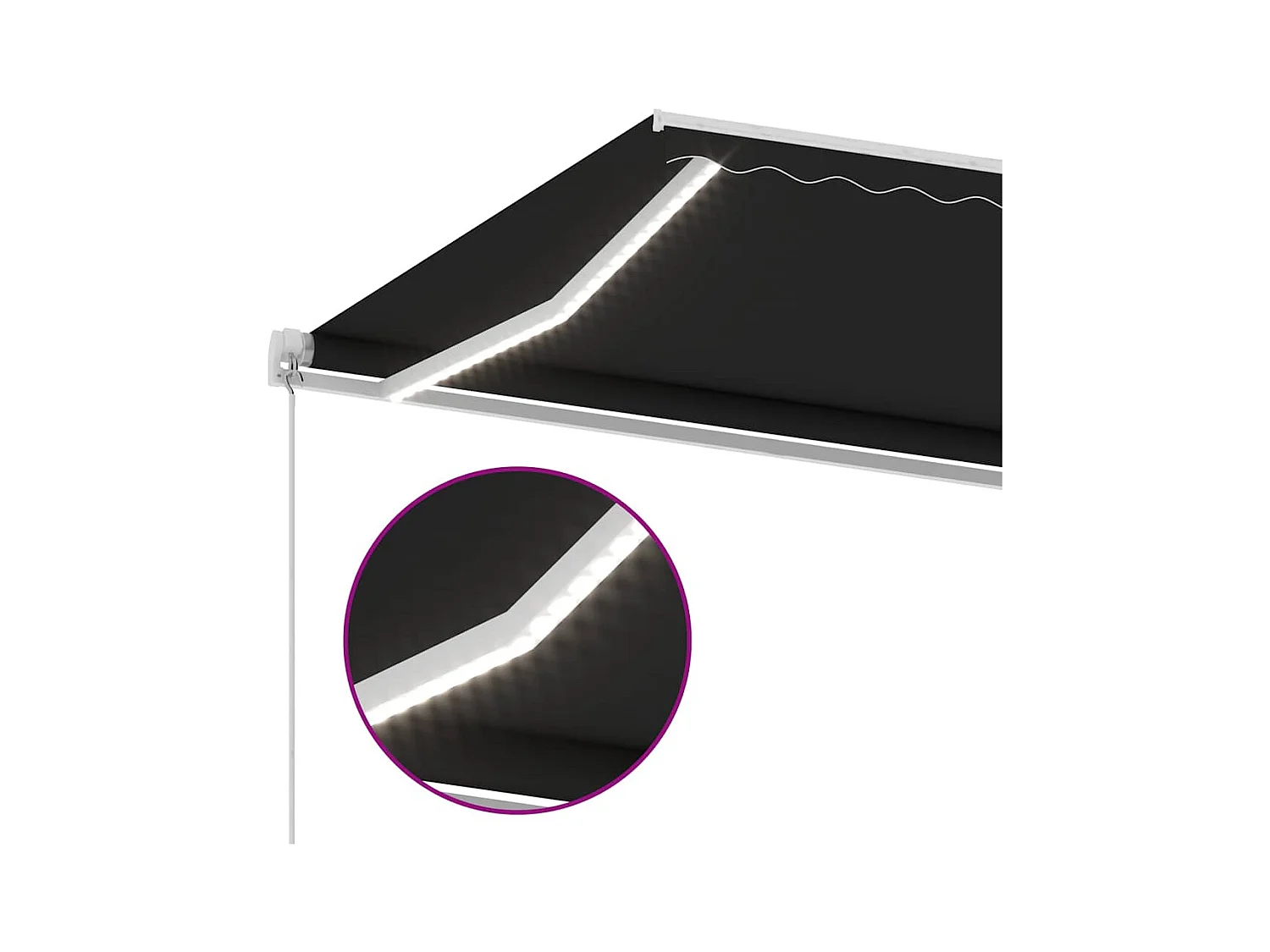 Markise Manuell Einziehbar mit LED 600x300 cm Anthrazit