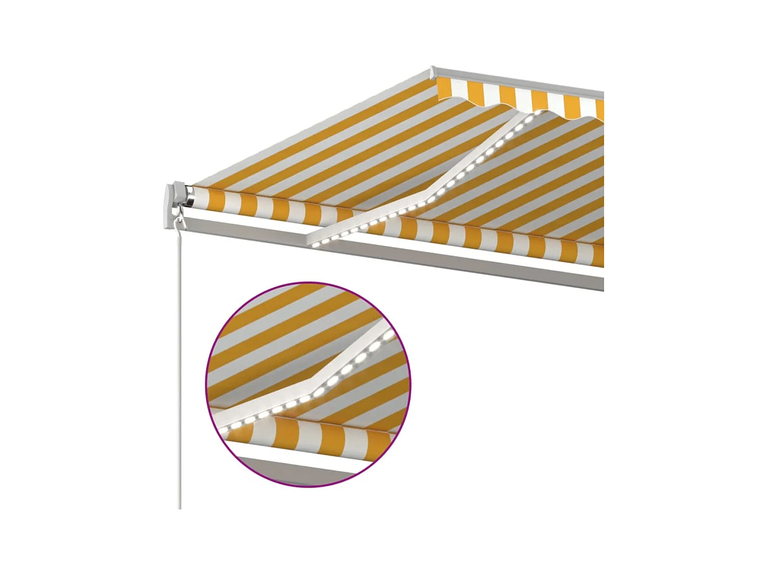 Toldo retráctil manual con luz LED amarillo y blanco 500x300 cm
