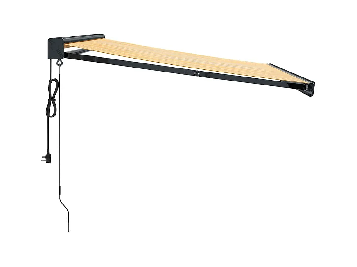 Toldo retráctil aluminio y tela blanco y amarillo 3x25 m